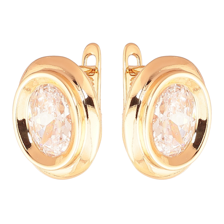 Серьги Xuping Цвет Позолота 18K английский замок Овалы с кристаллами фото №8