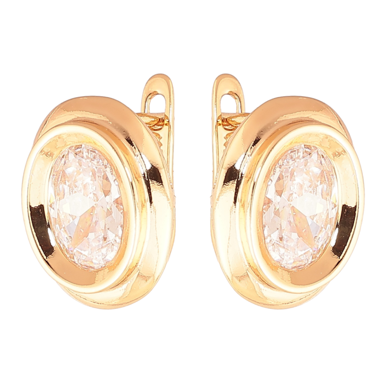 Серьги Xuping Цвет Позолота 18K английский замок Овалы с кристаллами фото №1