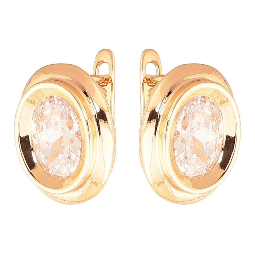 Сережки Xuping Колір Позолота 18K англійська застібка Овали з кристалами фото №1