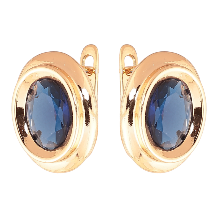 Серьги Xuping Цвет Позолота 18K английский замок Овалы с синими кристаллами фото №7