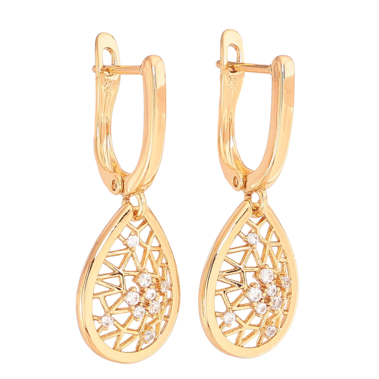 Серьги Xuping Цвет Позолота 18K английский замок Каплевидные подвески с кристаллами фото №16