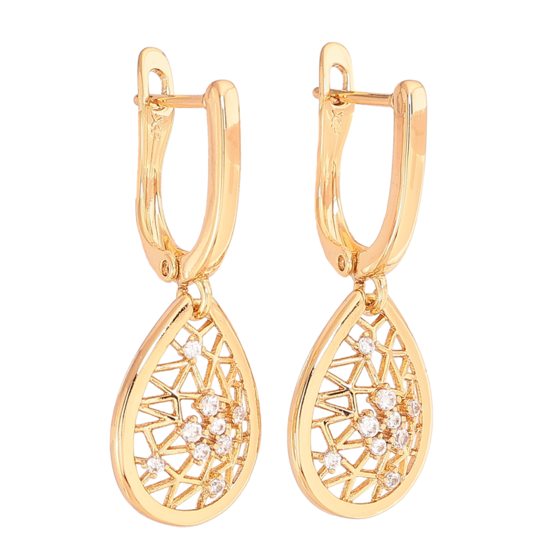 Серьги Xuping Цвет Позолота 18K английский замок Каплевидные подвески с кристаллами фото №1 Серьги Xuping Цвет Позолота 18K английский замок Каплевидные подвески с кристаллами фото №1