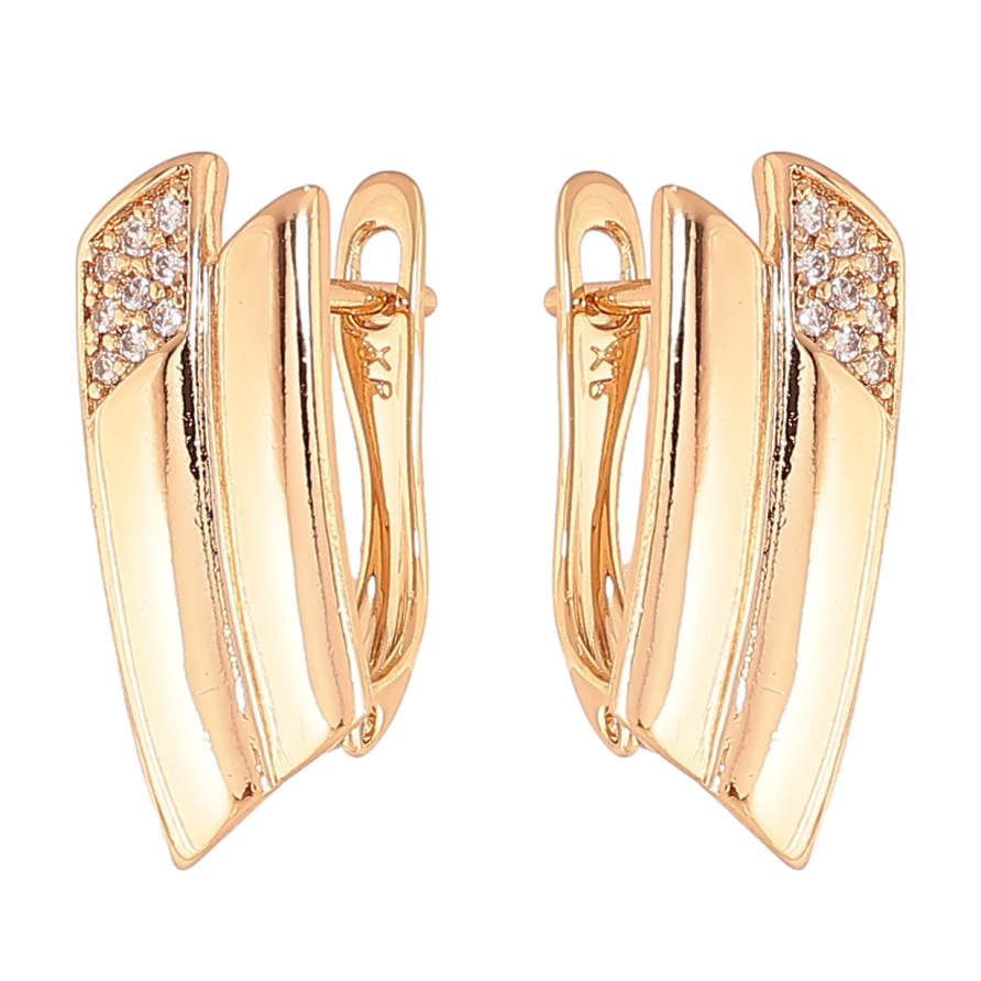 Серьги Xuping Цвет Позолота 18K английский замок Узор с кристаллами фото №1