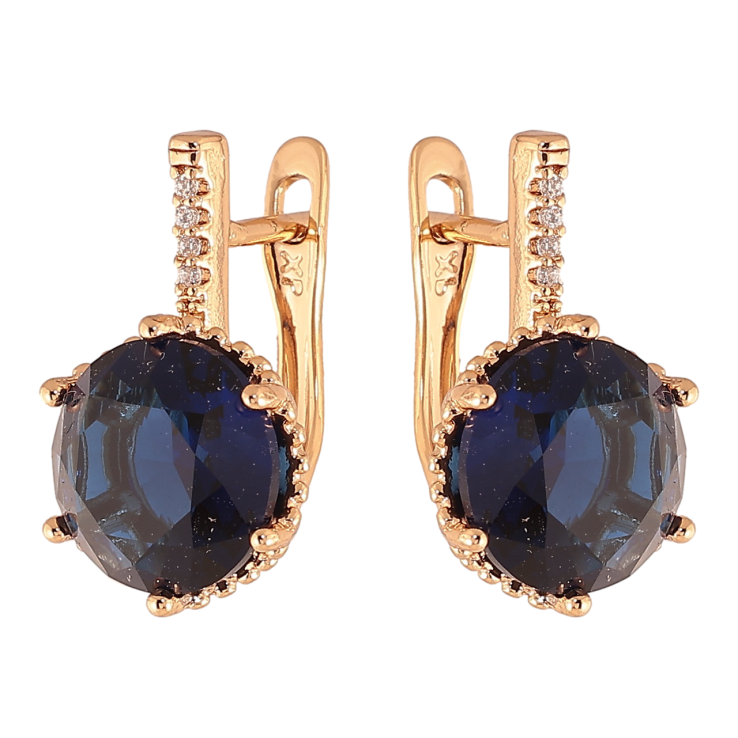 Серьги Xuping Цвет Позолота 18K английский замок Синие кристаллы фото №13