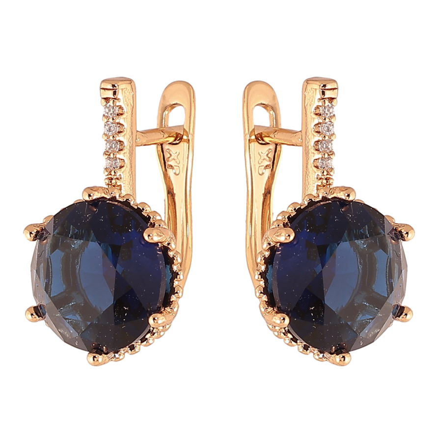Серьги Xuping Цвет Позолота 18K английский замок Синие кристаллы фото №1