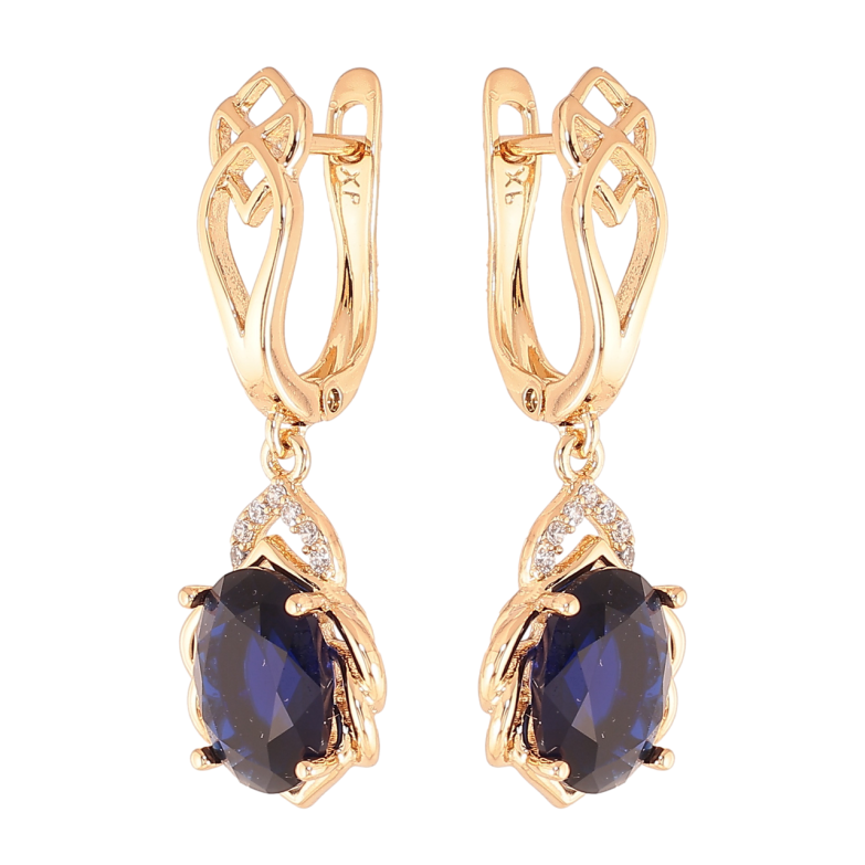 Серьги Xuping Цвет Позолота 18K английский замок Подвески с синими кристаллами фото №1