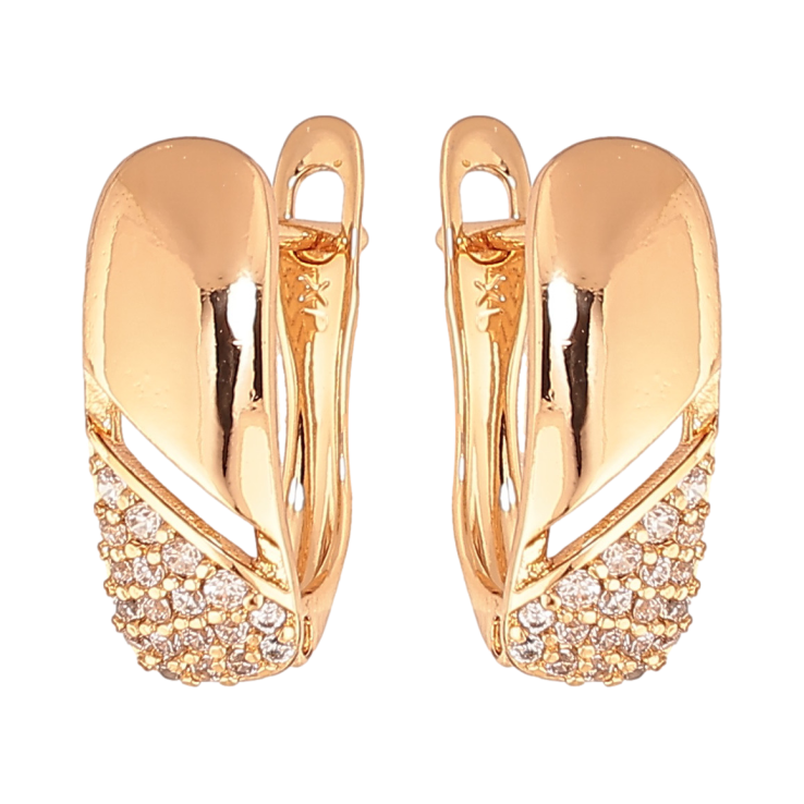 Сережки Xuping Колір Позолота 18K англійська застібка Візерунок з інкрустацією кристалами фото №21