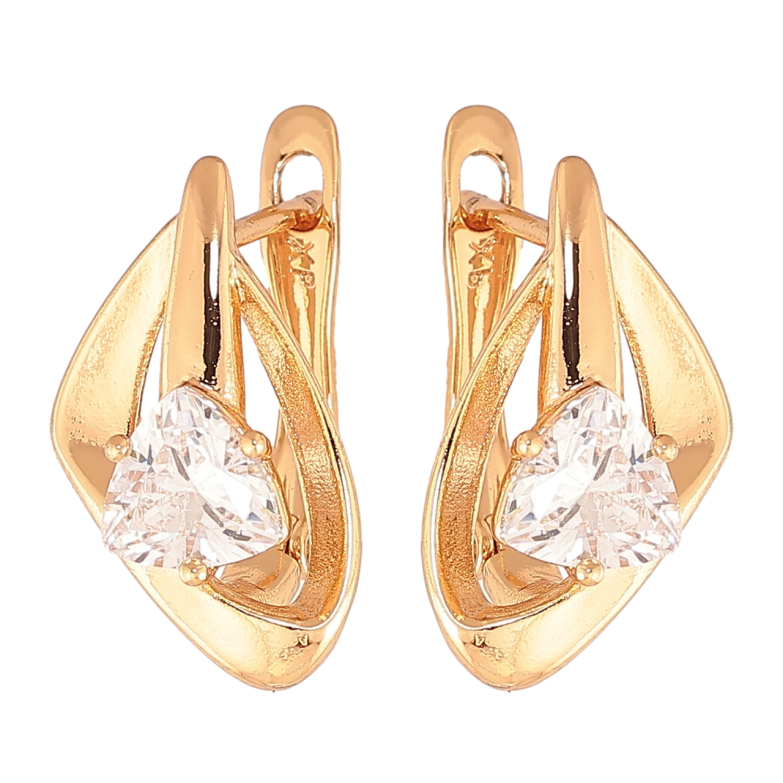 Серьги Xuping Цвет Позолота 18K английский замок Узор с треугольными кристаллами фото №2 Серьги Xuping Цвет Позолота 18K английский замок Узор с треугольными кристаллами фото №2