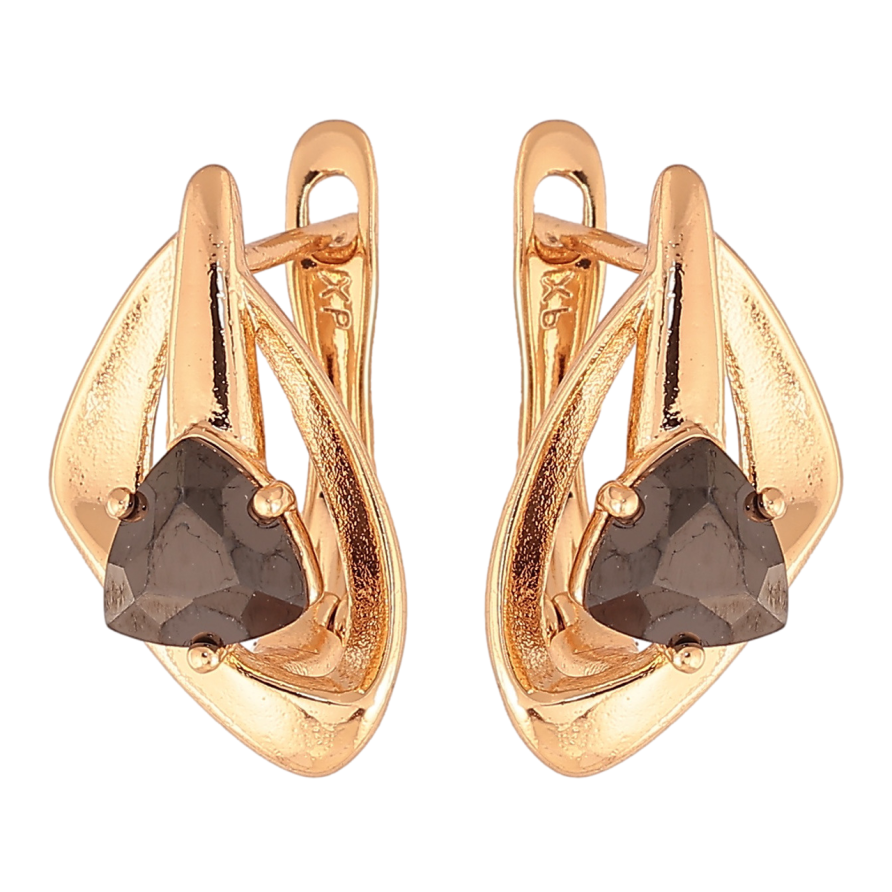 Серьги Xuping Цвет Позолота 18K английский замок Узор с черными кристаллами фото №1