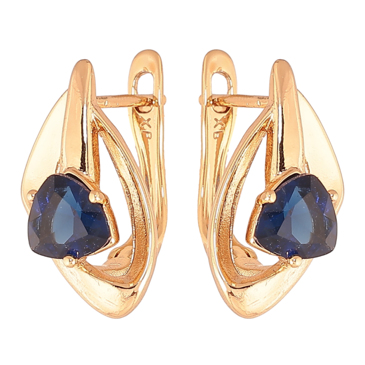 Серьги Xuping Цвет Позолота 18K английский замок Узор с синими кристаллами фото №13