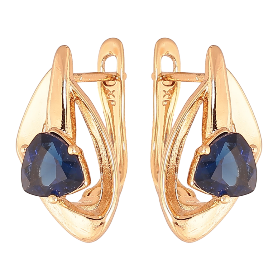 Серьги Xuping Цвет Позолота 18K английский замок Узор с синими кристаллами фото №1 Серьги Xuping Цвет Позолота 18K английский замок Узор с синими кристаллами фото №1
