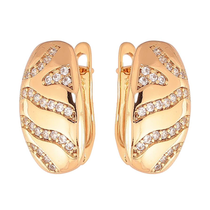 Серьги Xuping Цвет Позолота 18K английский замок Узор кристаллами фото №1