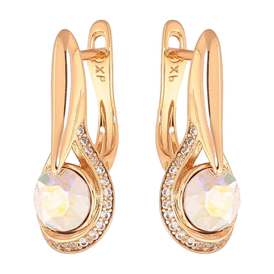 Серьги Xuping Цвет Позолота 18K английский замок Узор с радужными кристаллами фото №1 Серьги Xuping Цвет Позолота 18K английский замок Узор с радужными кристаллами фото №1