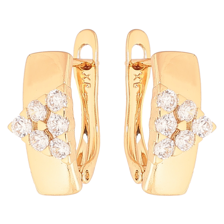 Серьги Xuping Цвет Позолота 18K английский замок Узор с кристаллами фото №1 Серьги Xuping Цвет Позолота 18K английский замок Узор с кристаллами фото №1