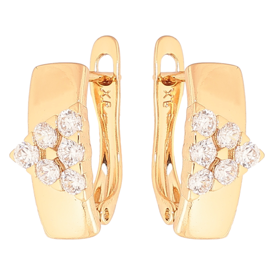 Серьги Xuping Цвет Позолота 18K английский замок Узор с кристаллами фото №1