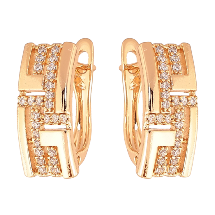 Сережки Xuping Колір Позолота 18K англійська застібка Візерунок з кристалами фото №20