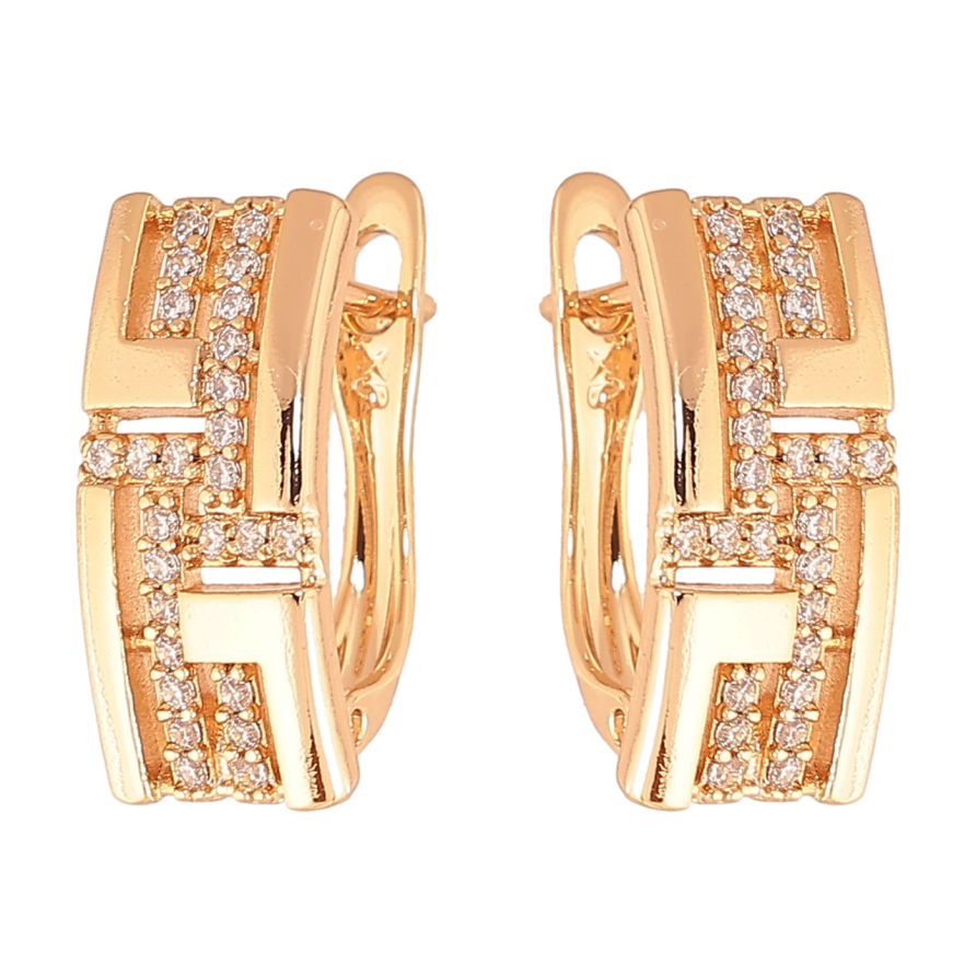 Сережки Xuping Колір Позолота 18K англійська застібка Візерунок з кристалами фото №1