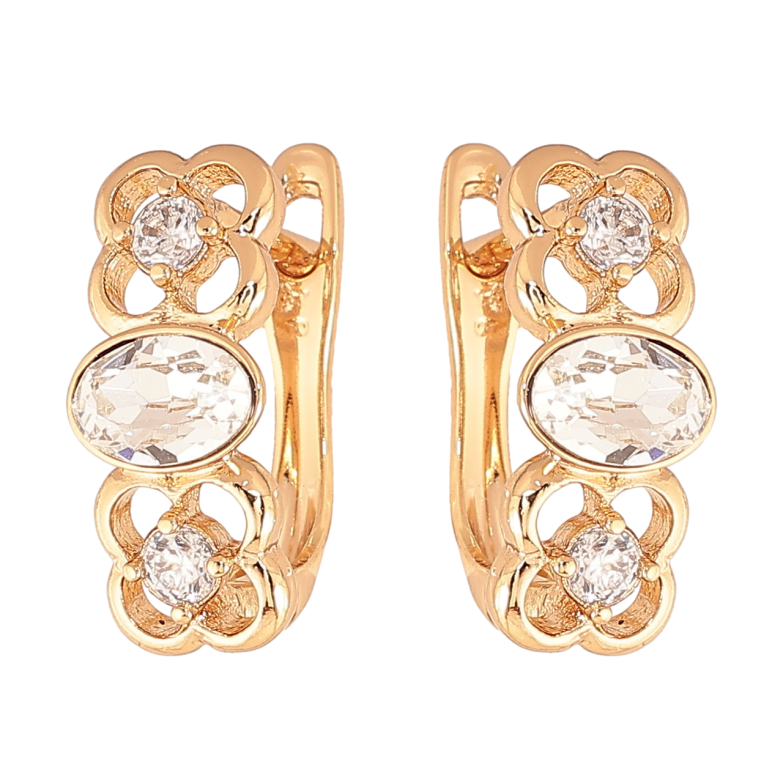 Серьги Xuping Цвет Позолота 18K английский замок Цветочный узор с кристаллами фото №1