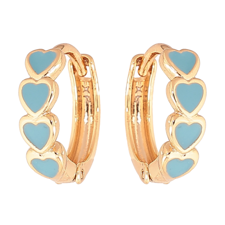 Сережки Xuping Колір Позолота 18K колечка Сердечка з червоною емалью фото №1