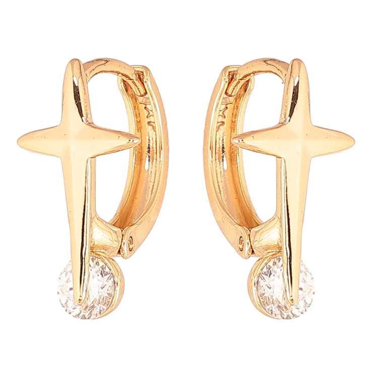 Серьги Xuping Цвет Позолота 18K колечки Звезды с кристаллами фото №10