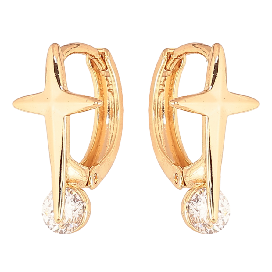 Серьги Xuping Цвет Позолота 18K колечки Звезды с кристаллами фото №1 Серьги Xuping Цвет Позолота 18K колечки Звезды с кристаллами фото №1