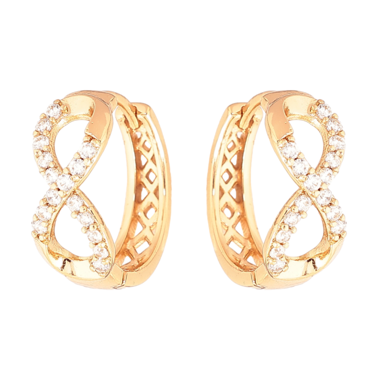 Серьги Xuping Цвет Позолота 18K колечки Восьмерки с кристаллами фото №2