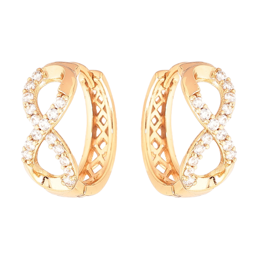 Серьги Xuping Цвет Позолота 18K колечки Восьмерки с кристаллами фото №1 Серьги Xuping Цвет Позолота 18K колечки Восьмерки с кристаллами фото №1