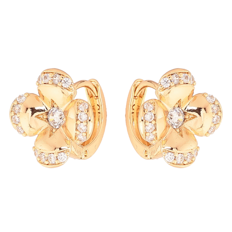 Сережки Xuping Колір Позолота 18K колечка Квіточки з кристалів фото №17