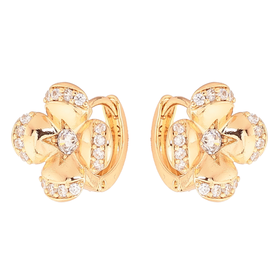 Сережки Xuping Колір Позолота 18K колечка Квіточки з кристалів фото №1 Сережки Xuping Колір Позолота 18K колечка Квіточки з кристалів фото №1