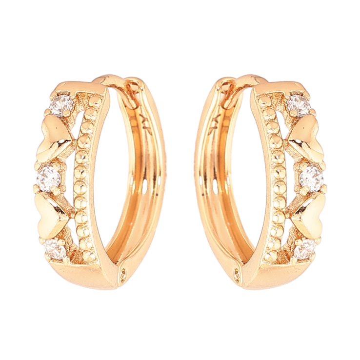 Сережки Xuping Колір Позолота 18K колечка Візерунок сердечка з кристалами фото №8