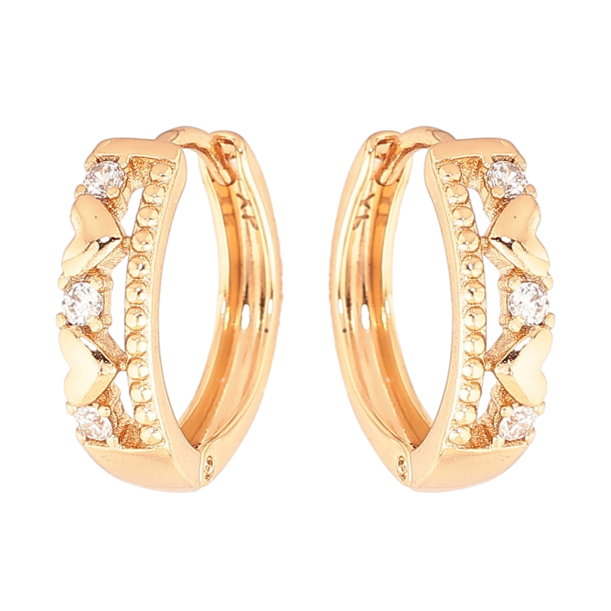 Сережки Xuping Колір Позолота 18K колечка Візерунок сердечка з кристалами фото №1 Сережки Xuping Колір Позолота 18K колечка Візерунок сердечка з кристалами фото №1