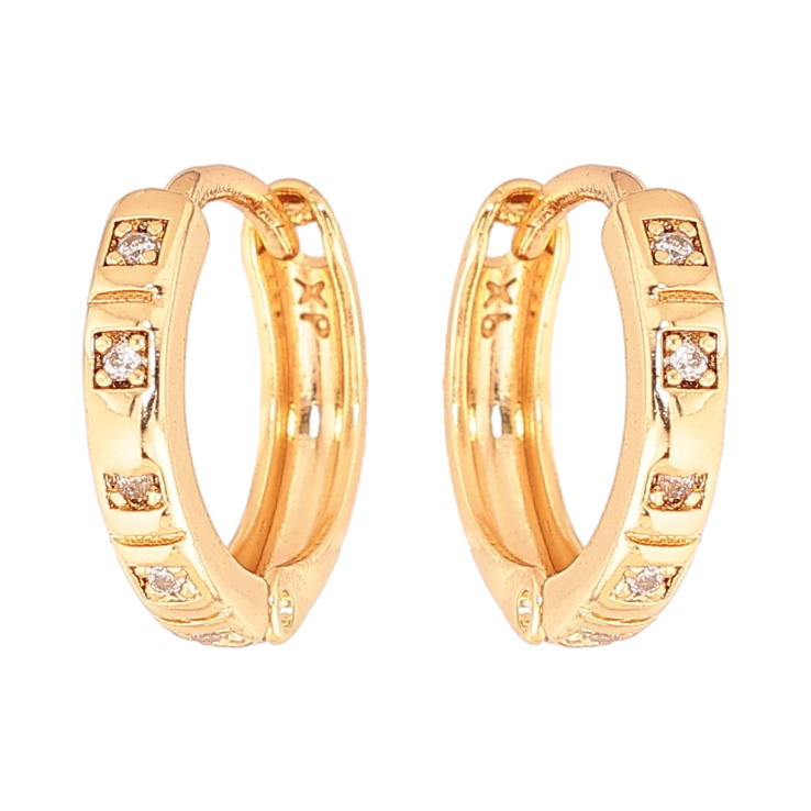 Серьги Xuping Цвет Позолота 18K колечки Узор с кристаллами фото №3