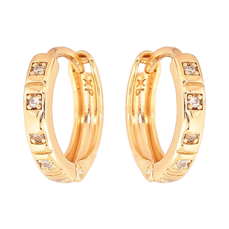 Серьги Xuping Цвет Позолота 18K колечки Узор с кристаллами фото №1