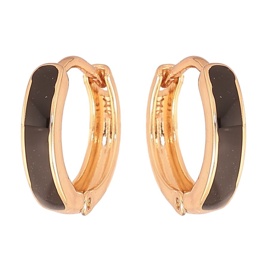 Серьги Xuping Цвет Позолота 18K колечки Черная эмаль ø 14мм фото №1