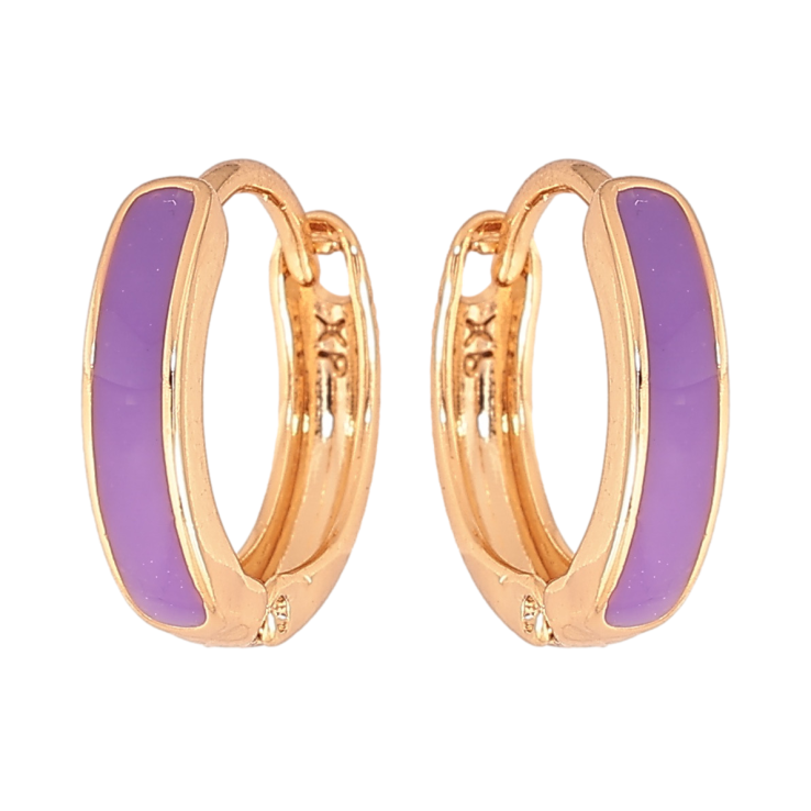 Серьги Xuping Цвет Позолота 18K колечки Фиолетовая эмаль ø 14мм фото №12