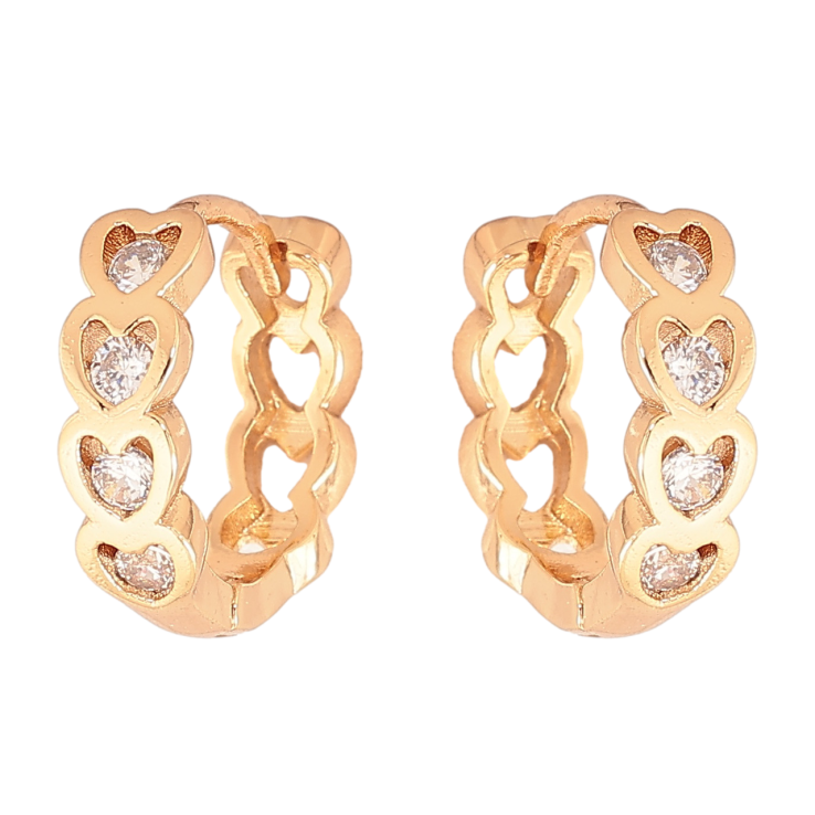 Серьги Xuping Цвет Позолота 18K колечки Сердечки с кристаллами фото №6