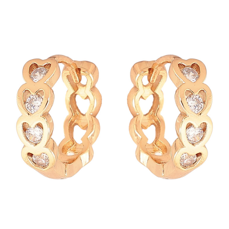 Серьги Xuping Цвет Позолота 18K колечки Сердечки с кристаллами фото №1 Серьги Xuping Цвет Позолота 18K колечки Сердечки с кристаллами фото №1