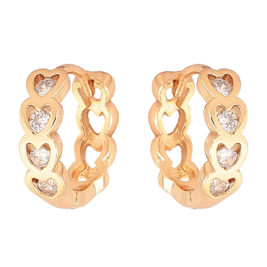 Серьги Xuping Цвет Позолота 18K колечки Сердечки с кристаллами фото №1 Серьги Xuping Цвет Позолота 18K колечки Сердечки с кристаллами фото №1