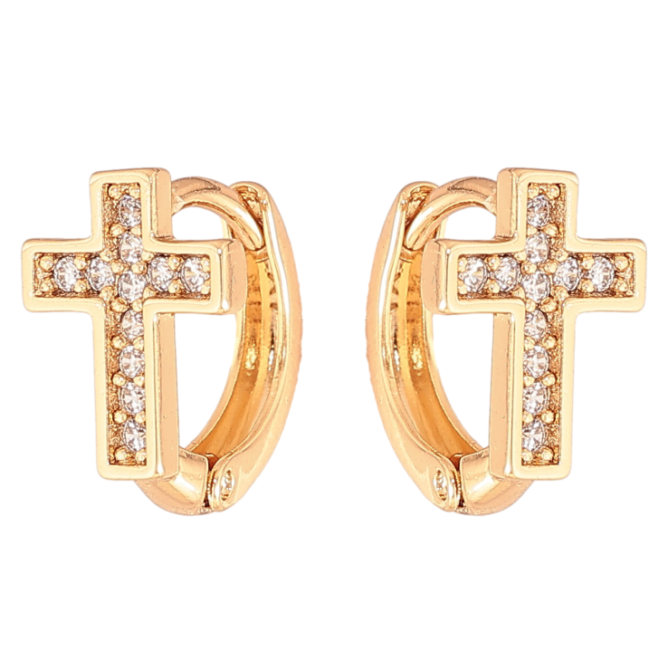 Сережки Xuping Колір Позолота 18K колечка Хрестики з кристалами фото №24