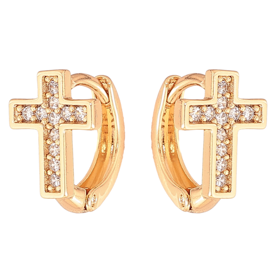Серьги Xuping Цвет Позолота 18K колечки Крестики с кристаллами фото №1