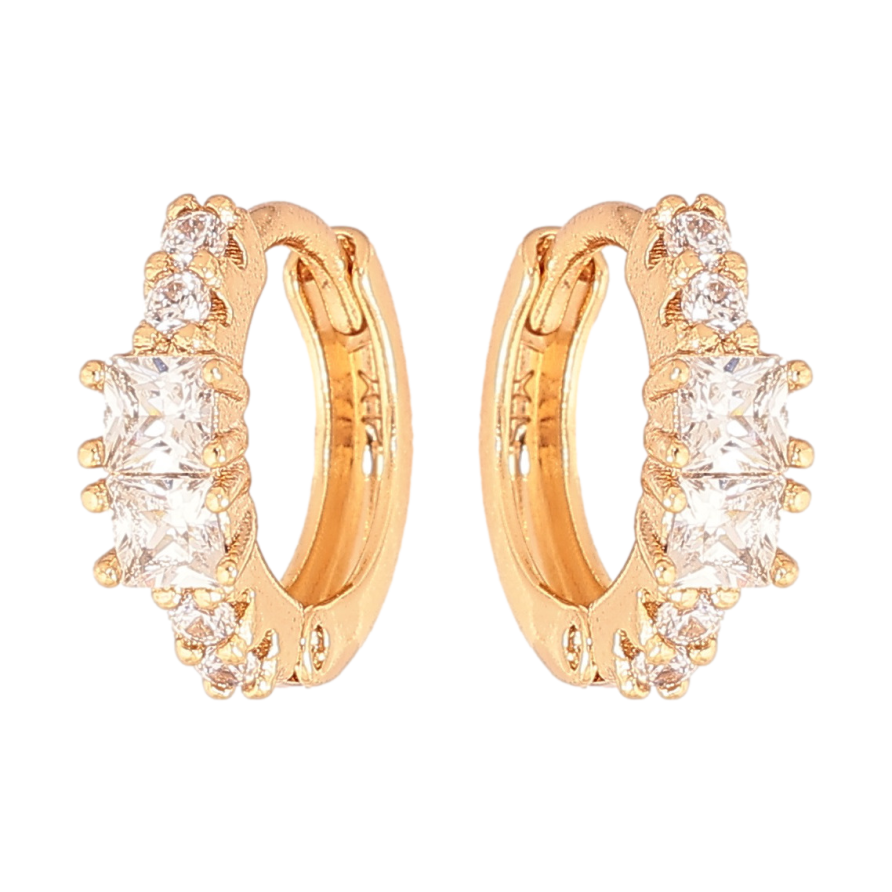 Сережки Xuping Колір Позолота 18K колечка Доріжки кристалів фото №1 Сережки Xuping Колір Позолота 18K колечка Доріжки кристалів фото №1