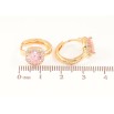Серьги Xuping Цвет Позолота 18K колечки Розовые кристаллы в обрамлении фото №2