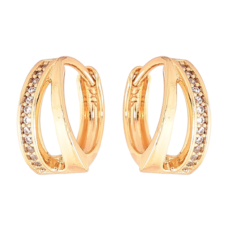 Сережки Xuping Колір Позолота 18K колечка Візерунок з доріжками кристалів фото №7