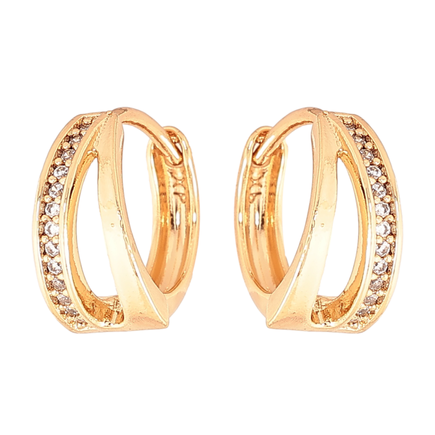 Серьги Xuping Цвет Позолота 18K колечки Узор с дорожками кристаллов фото №1