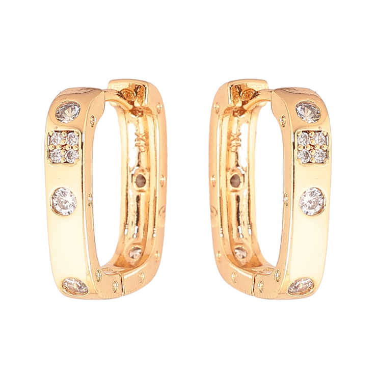 Сережки Xuping Колір Позолота 18K колечка Двусторонні з візерунком кристалами фото №24