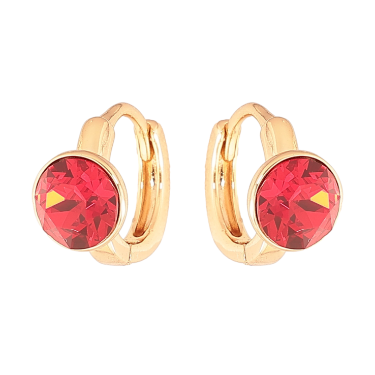 Серьги Xuping Цвет Позолота 18K колечки Красные кристаллы фото №19