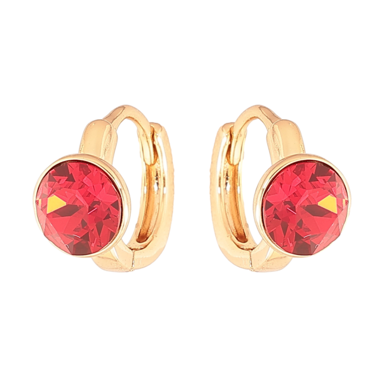 Сережки Xuping Колір Позолота 18K колечка Червоні кристали фото №2