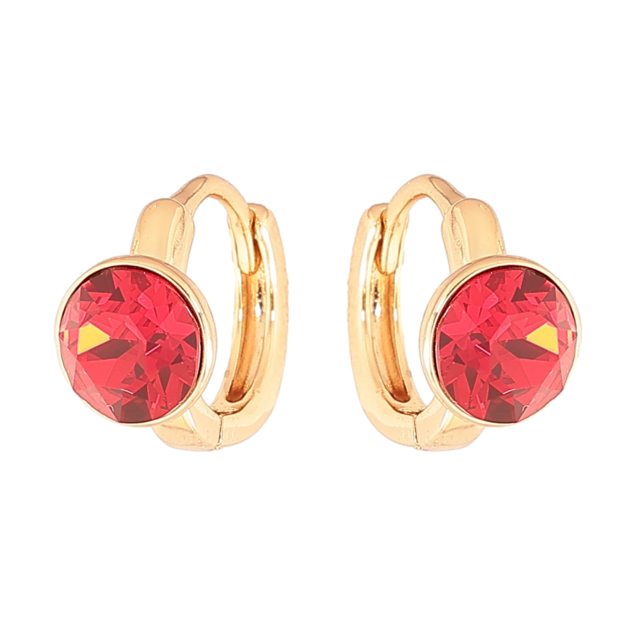 Сережки Xuping Колір Позолота 18K колечка Червоні кристали фото №1
