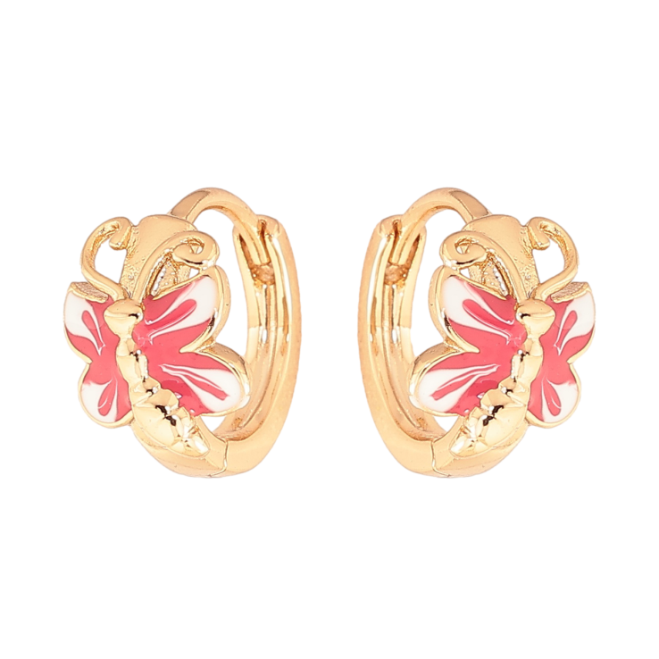 Серьги Xuping Цвет Позолота 18K колечки Бабочки с эмалью фото №11