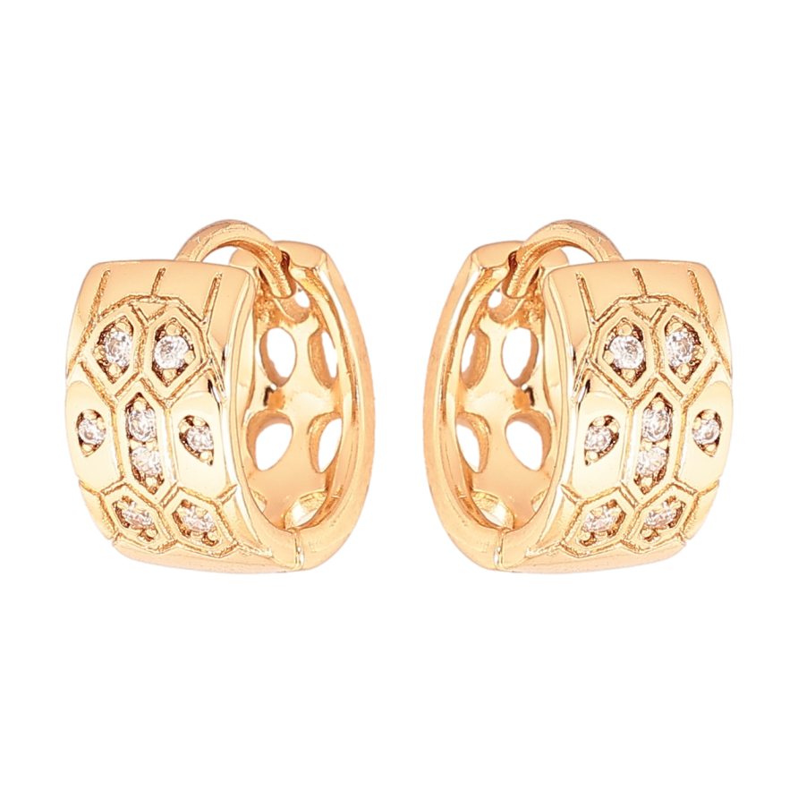 Серьги Xuping Цвет Позолота 18K колечки Узор с кристаллами фото №1